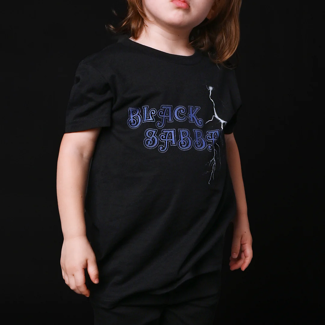 Lightning Bolt Graphic Black Kids T-Shirt - Image 2
