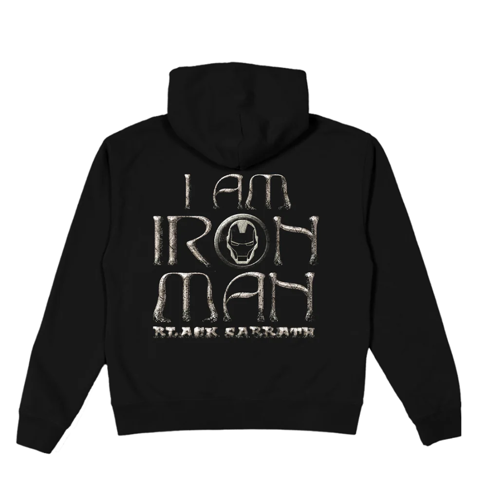 Marvel’s Iron Man by Black Sabbath, I Am Iron Man Black Hoodie - Image 2